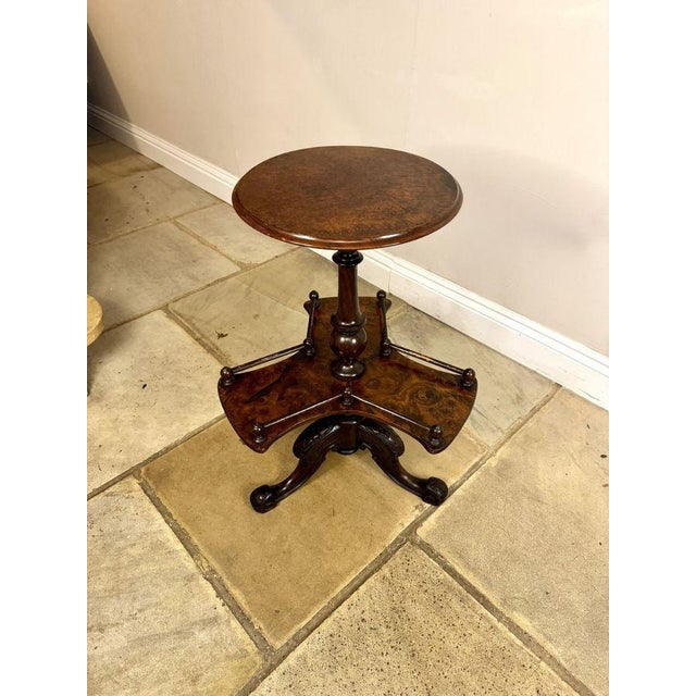 Wood Antique Victorian Burr Walnut Lamp Table, 1860 For Sale - Image 7 of 7