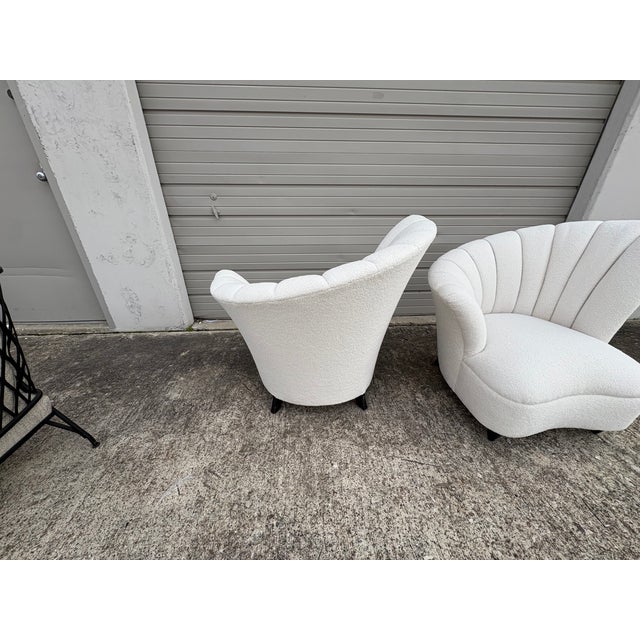 Pair of 1960s Asymmetrical Channel Back Lounge Chairs For Sale - Image 11 of 14