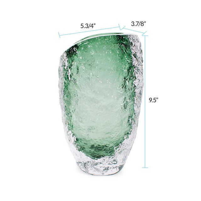 Contemporary Emerald Crystalized Glass Vase- Large For Sale - Image 3 of 11