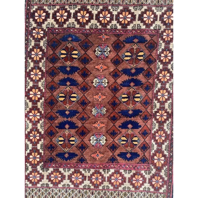 Very beautiful mid century Turkmen rug with nice geometric and tribal design and beautiful colors, entirely and finely...