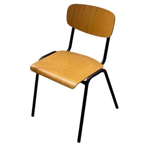 Stackable Studio Chair with Black Lacquered Steel Frame, 1990s For Sale