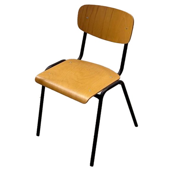 Stackable Studio Chair with Black Lacquered Steel Frame, 1990s For Sale