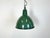 Industrial green enamel pendant light made by A23 factory in Wilkasy in Poland during the 1960s. White enamel inside the...
