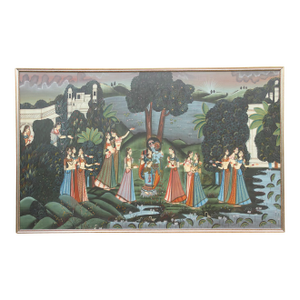 Panoramic Krishna's Rasa Lila Folk Painting