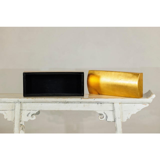 Gold Gilt Wooden Decorative Treasure Box with Gently Arched Lid For Sale - Image 12 of 18