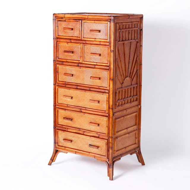 Mid 20th Century Bamboo and Grasscloth Chest of Drawers For Sale - Image 5 of 10