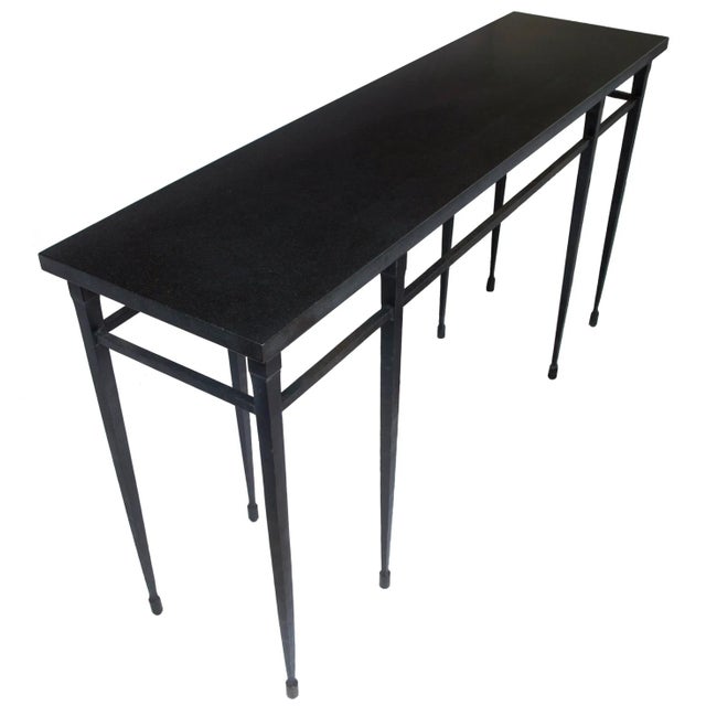 French Holly Hunt; "Rue De Seine" Iron Console Table W/Stone Top For Sale - Image 3 of 5