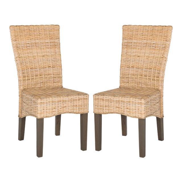 Grace 19''H Wicker Dining Chair in Natural - a Pair For Sale