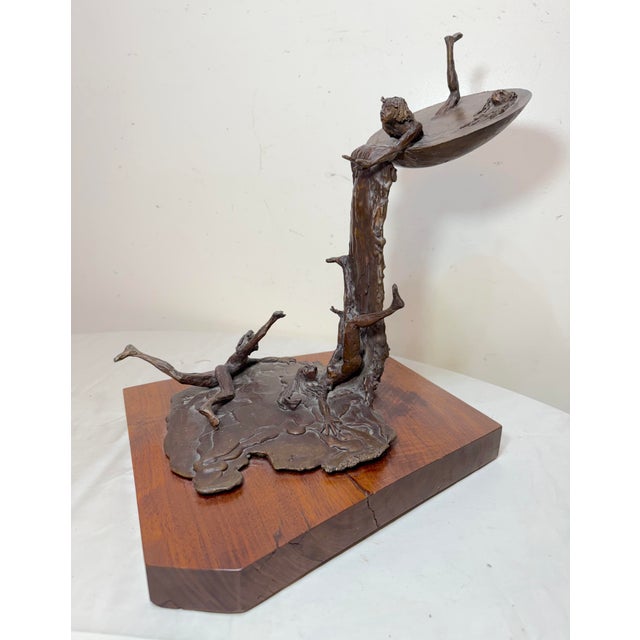 Large Vintage Scott Jarvie 20th Century Bronze Wood Waterfall Statue Sculpture For Sale - Image 4 of 16