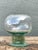 Glass Vintage Green Pedestal Glass Vase For Sale - Image 7 of 12