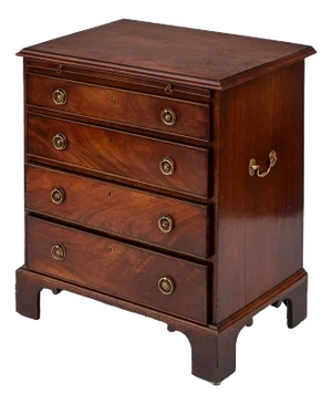English Bachelors Small Chest or Bedside Cabinet of Flame Mahogany