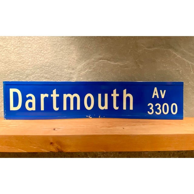 Vintage Original "Dartmouth Ave." Metal Street Sign For Sale - Image 11 of 11