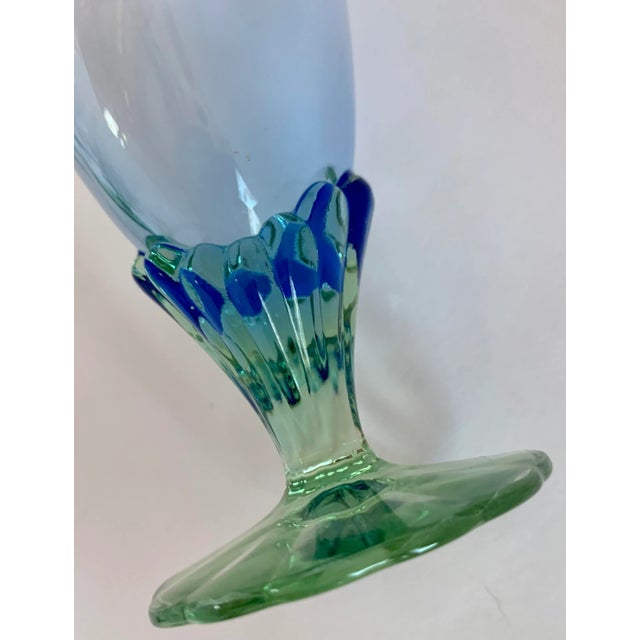 Italian Vintage Bi-Colored, Green and Blue, Hand-Blown Water Goblets, 'Bahia' by Italy's Bormioli Rocco- Set of 10 For Sale - Image 3 of 10