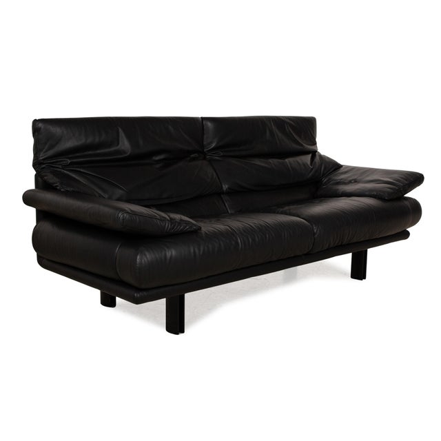 Alanda Two Seater Black Leather Sofa by Paolo Piva for B&b Italia / C&b Italia For Sale - Image 13 of 17