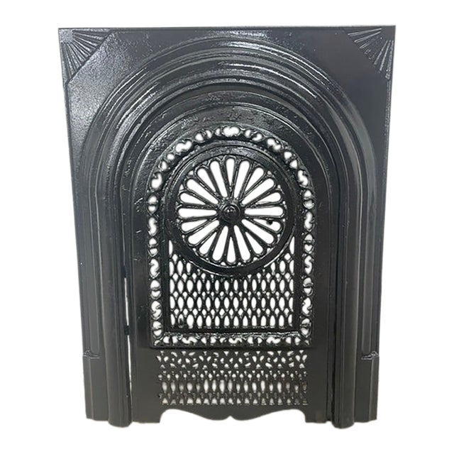 Late 19th Century French Quarter Cast Iron Fireplace Surround & Cover 27" X 21.5" For Sale