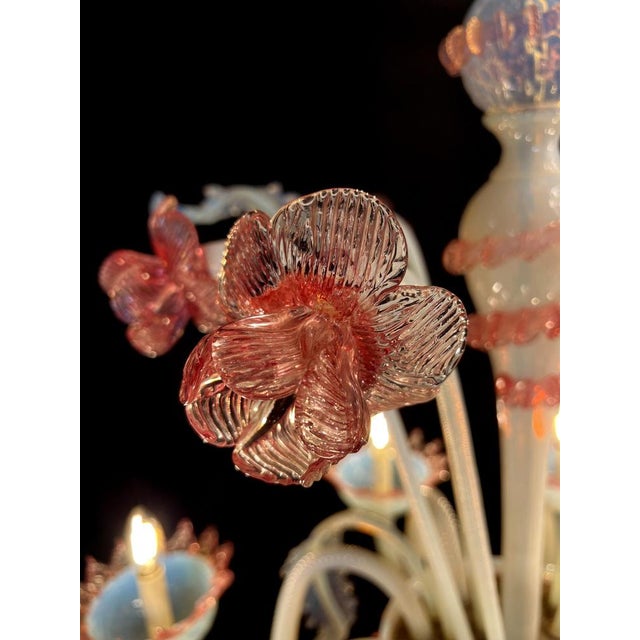 Vintage Venetian Light Blue and Pink Chandelier, 1950s For Sale - Image 11 of 18