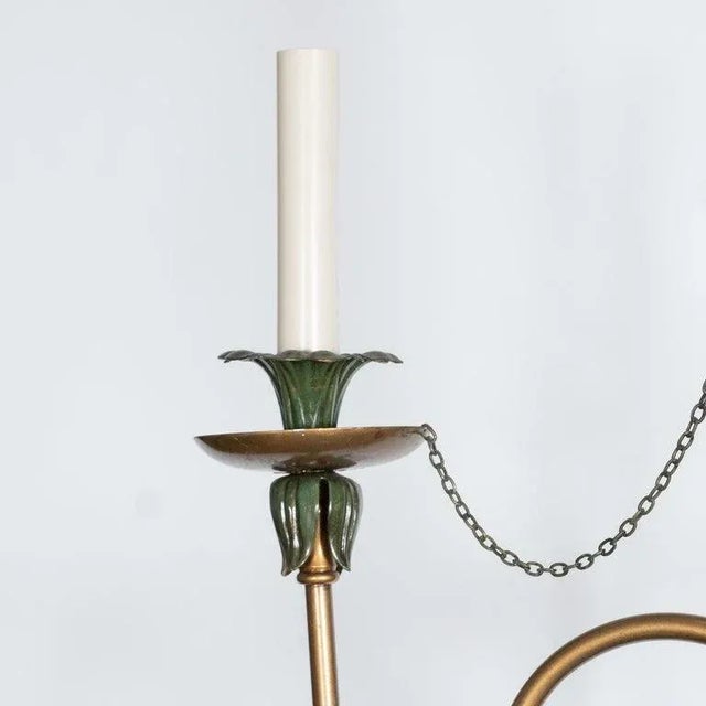 Metal Vintage Curvilinear Painted Metal Chandelier For Sale - Image 7 of 13