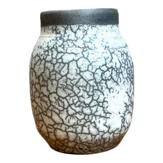 Vintage Crackle Glazed Ceramic Vase For Sale