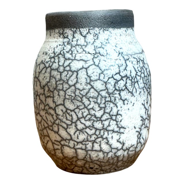 Vintage Crackle Glazed Ceramic Vase For Sale