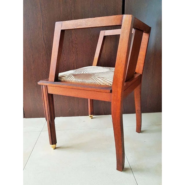 French Art Deco Oak Desk Chair, 1930s For Sale - Image 11 of 18
