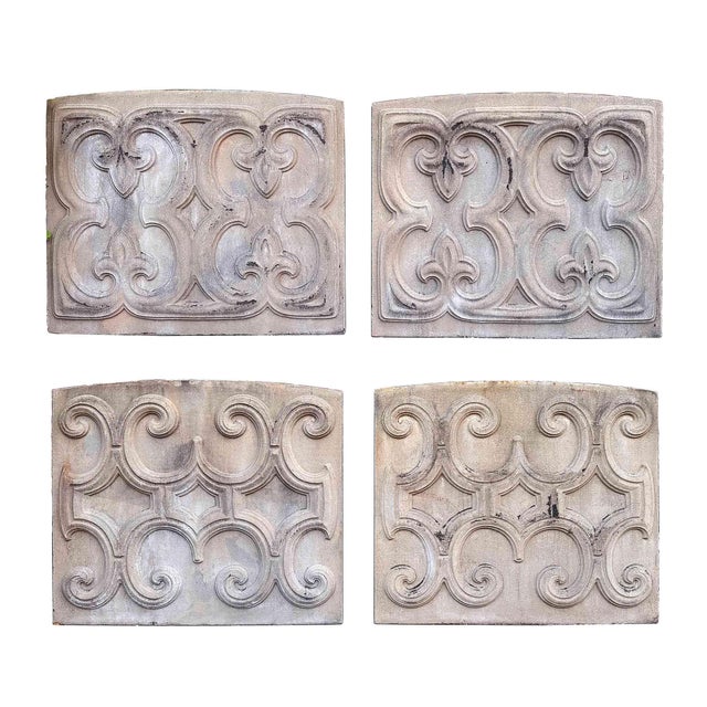 Stone Architectural Panels Antique Cast Stone - Set of Four For Sale - Image 7 of 7