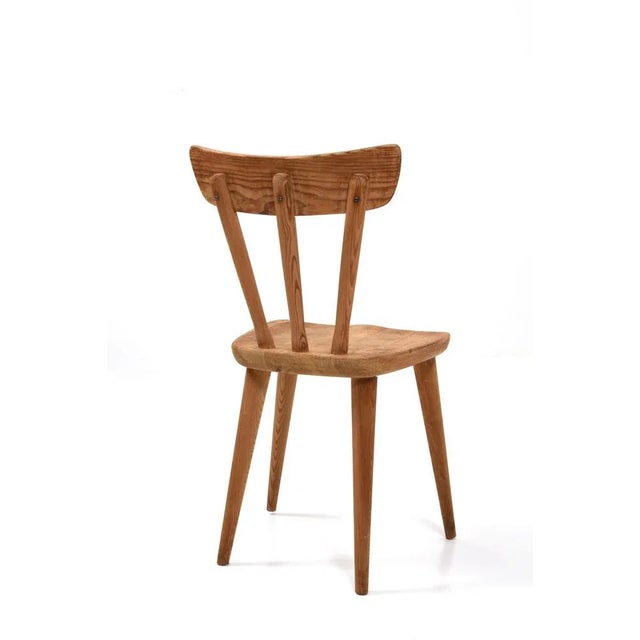 Brown Pine Dining Chairs by Göran Malmvall for Svensk Fur, Set of 4 For Sale - Image 8 of 9