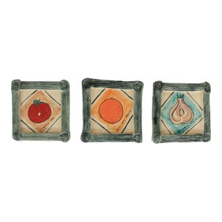 Vintage Rhonda Cearlock Studio Art Ceramic Wall Art Hangings S/3 For Sale