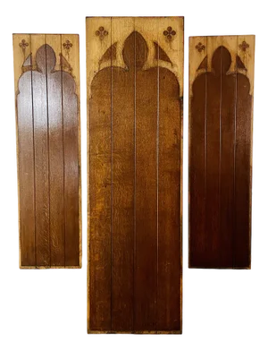 Antique Gothic Revival Oak Panels, 1890s, Set of 3