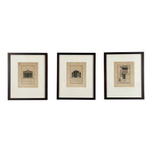 1796 Giovanni Battista Cipriani Set of Temple of Mars the Avenger Architectural Etchings - Set of 3