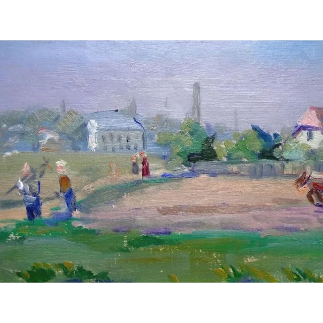 Modern Peteris Rungis, Work in the Village, Oil on Cardboard, 1950s For Sale - Image 3 of 4