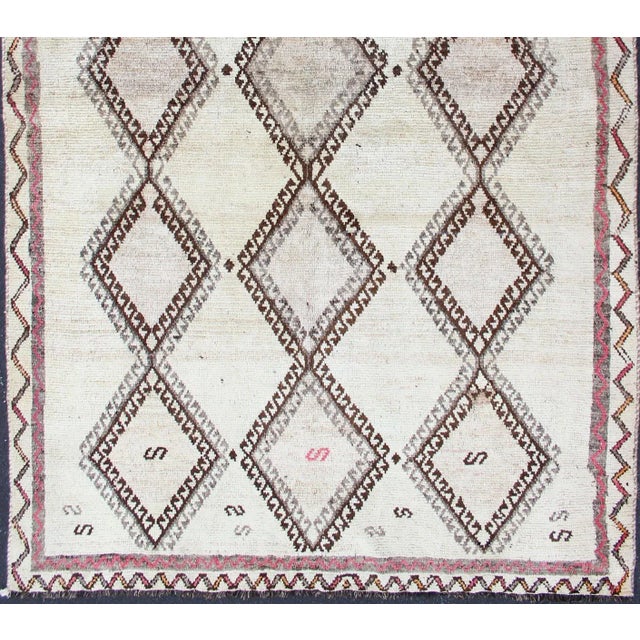 Tribal Vintage Persian Gabbeh Rug With Diamond Lattice and Tribal Design 5'1 X 8'3 For Sale - Image 3 of 12