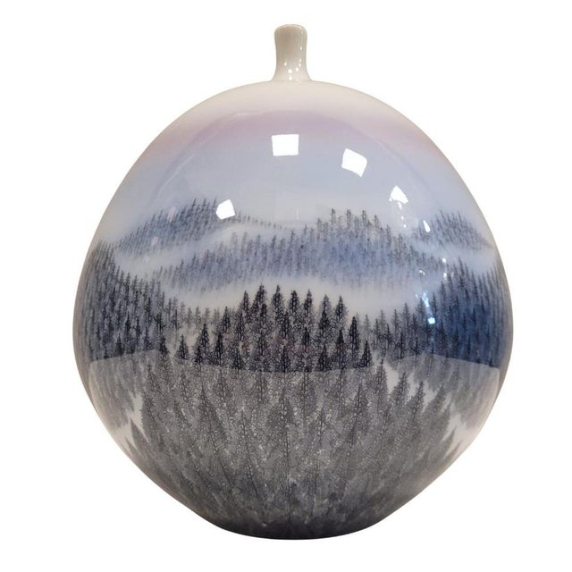 20th Century Arita Porcelain Vase Dawn in the Forest Fujii Shumei, Japan, 1950s For Sale - Image 16 of 16