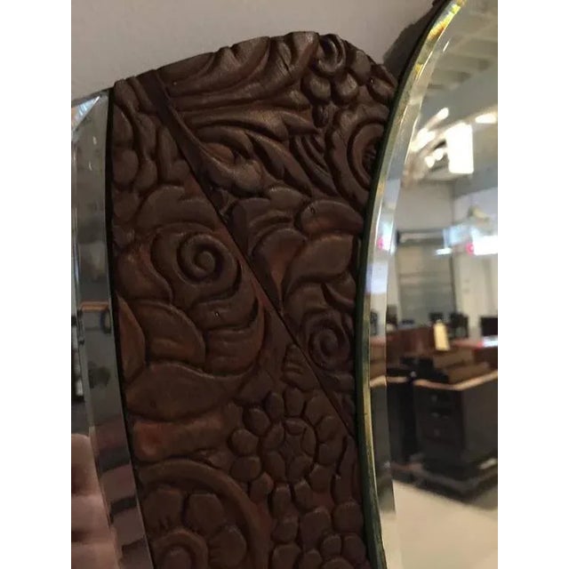Art Deco American Art Deco 1920s Mirror With Wood Floral Motif For Sale - Image 3 of 7