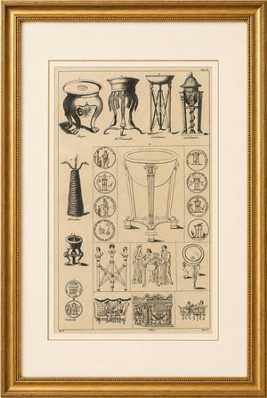 Bernard de Montfaucon, Roman Ritual Vessels & Antiquities, 1721, Engraving
