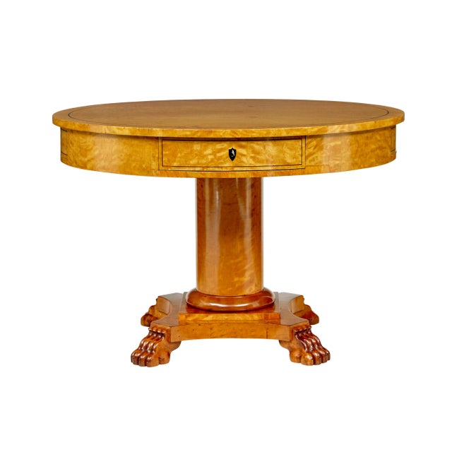 Wood 19th Century Swedish Birch Circular Center Table, 1870s For Sale - Image 7 of 7