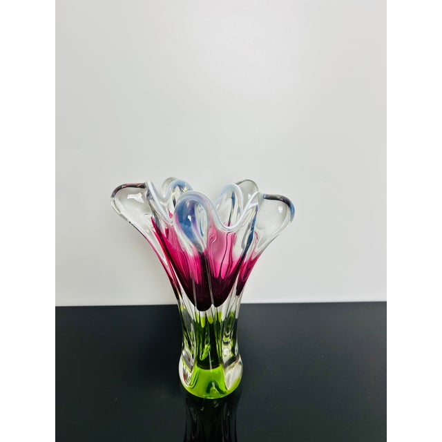 Model 316/1/25 Pink and Green Art Glass Vase by Josef Hospodka for Chřibská, Czechoslovakia, 1960s For Sale - Image 6 of 11