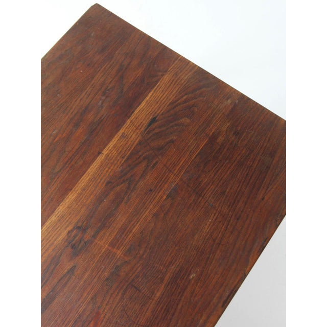 Brown Antique Oak Schoolhouse Work Table For Sale - Image 8 of 18