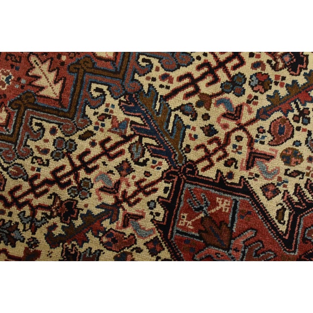 Heriz Rug 8’1” X 10’10” Red Wool Vintage Tribal Hand-Knotted Oriental Carpet For Sale - Image 4 of 15