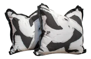 Pair of Custom Perennials “Tangled” Abstract Pillows