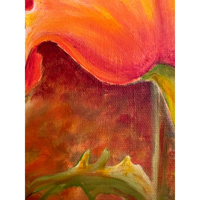 Orange Oil Painting - Floral For Sale - Image 8 of 14