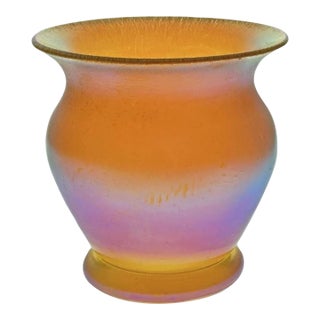 WMF Art Deco Period Iridescent Gold Art Glass Vase Myra Ikora Circa 1926-1936 Germany For Sale