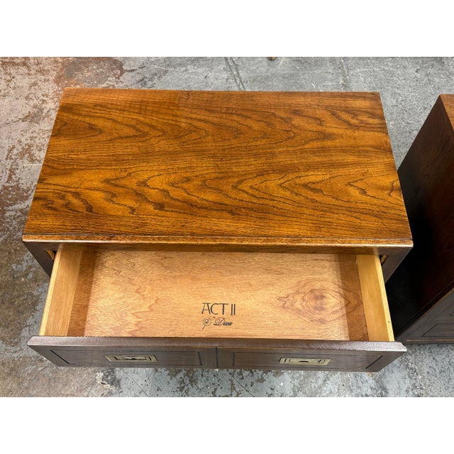 Dixie Furniture Act II Collection Campaign Nightstands, Mid 20th Century For Sale - Image 9 of 12