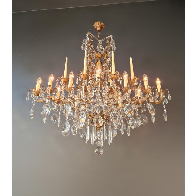 Rococo Oval Italian Baroque Revival Crystal Chandelier Rococo Style Dining Room Ceiling For Sale - Image 3 of 17