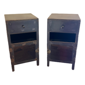 Pair of Industrial Style Black Steel Night Stands