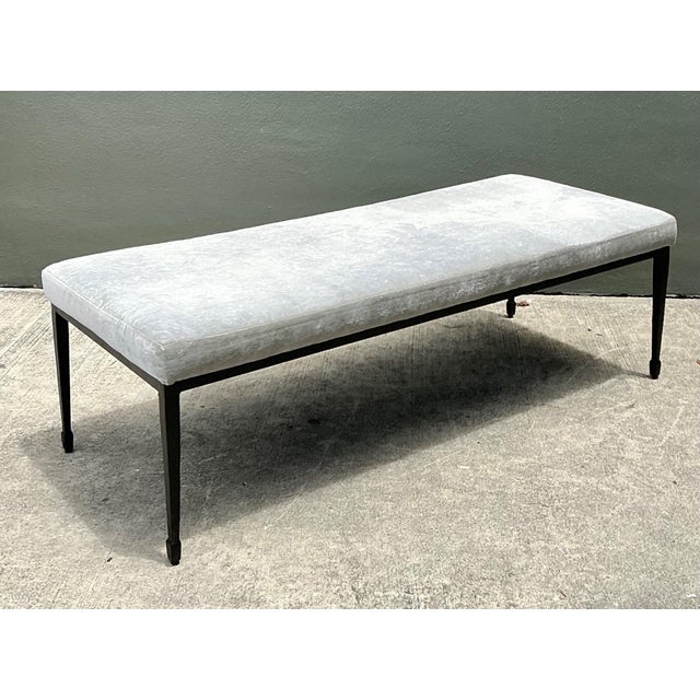 Early 21st Century Vintage Bernhardt Upholstered Metal Frame Bench For Sale - Image 5 of 16