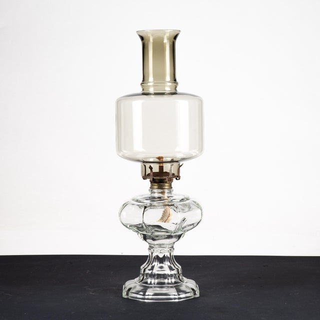 Glass and Metal Oil Table Lamp For Sale - Image 3 of 9