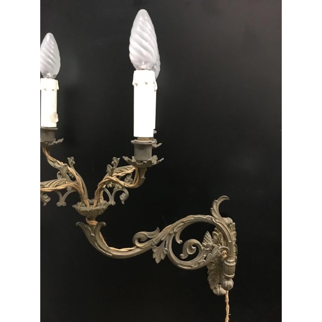 Mid-Century Modern Single Bronze Wall Lamp, 1940s For Sale - Image 3 of 6
