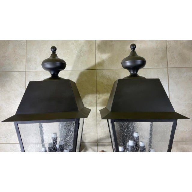 Metal Handcrafted Solid Brass Wall-Mounted Lanterns - Set of 2 For Sale - Image 7 of 12