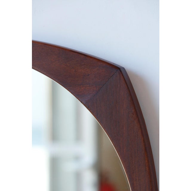 Mid-Century Modern Vintage Scandinavian Round Mirror in Teak, 1960 For Sale - Image 3 of 11