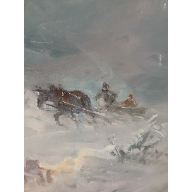 What an exciting Impressionist style painting. Full of action and mystery. The contrast between the warm glow of the...